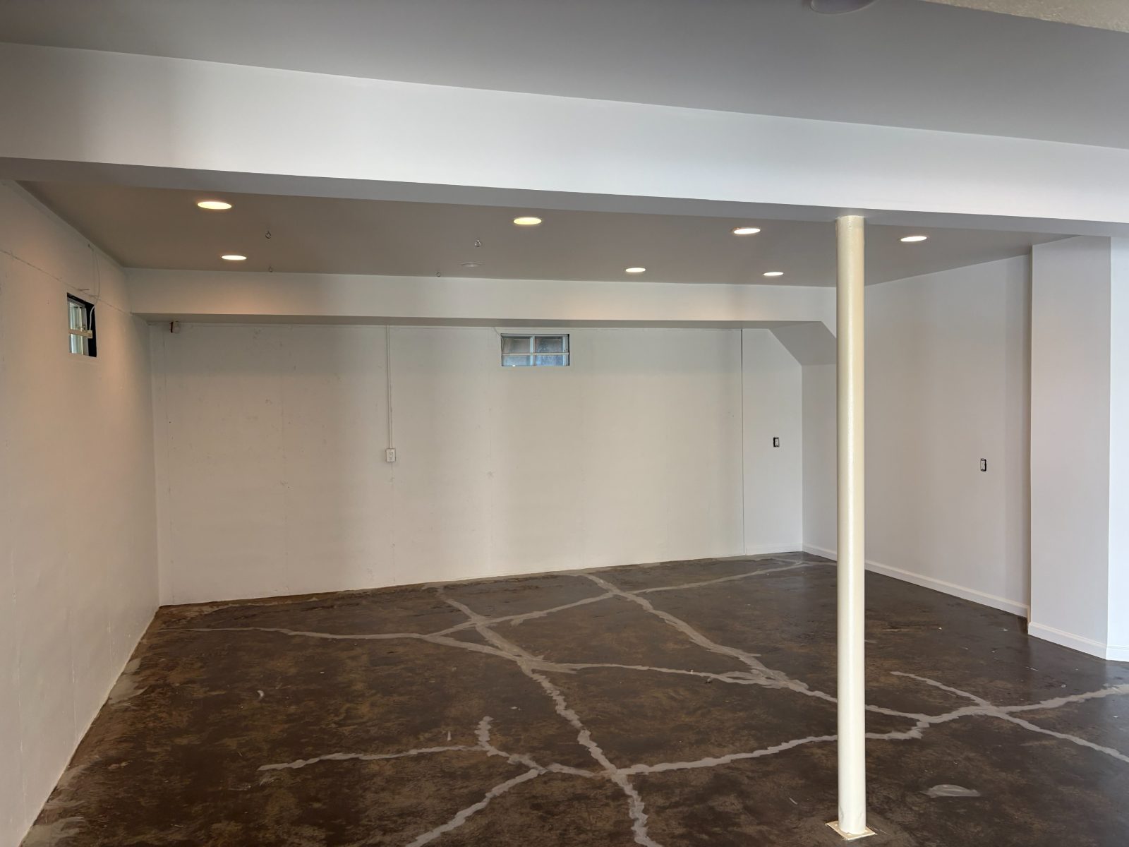Finished interior walls and ceiling